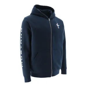 City Casual product display Ford Mustang Tribar Mens Navy Blue Fleece Zip Up Hoodie
