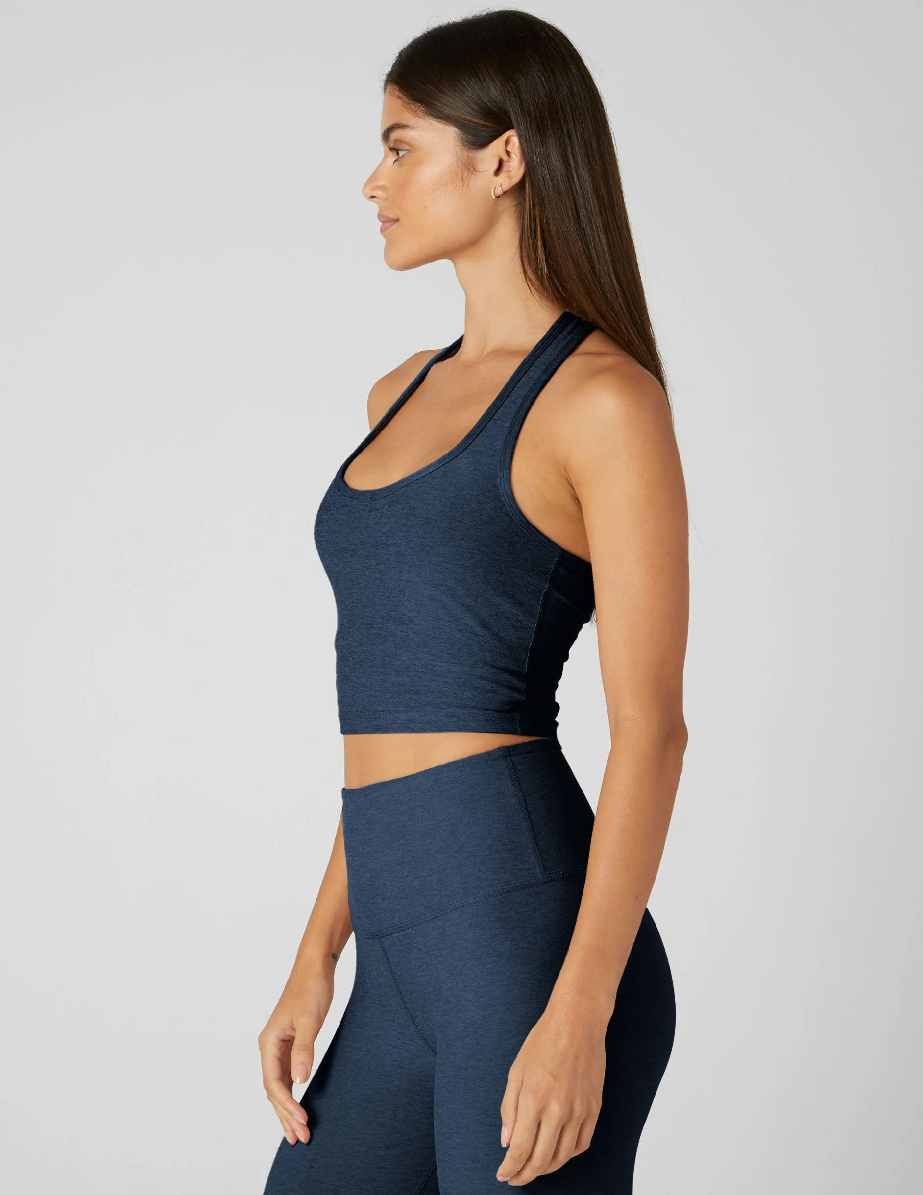 Quick Smooth low end Spacedye Well Rounded Cropped Halter Tank