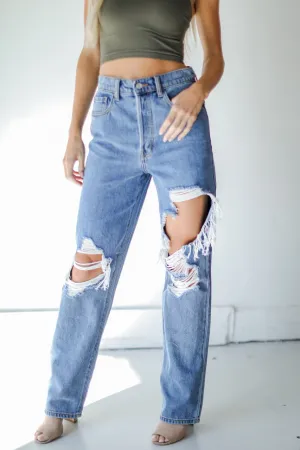 Date Night Daily Wear Organic Cotton Material Eliza Distressed Dad Jeans