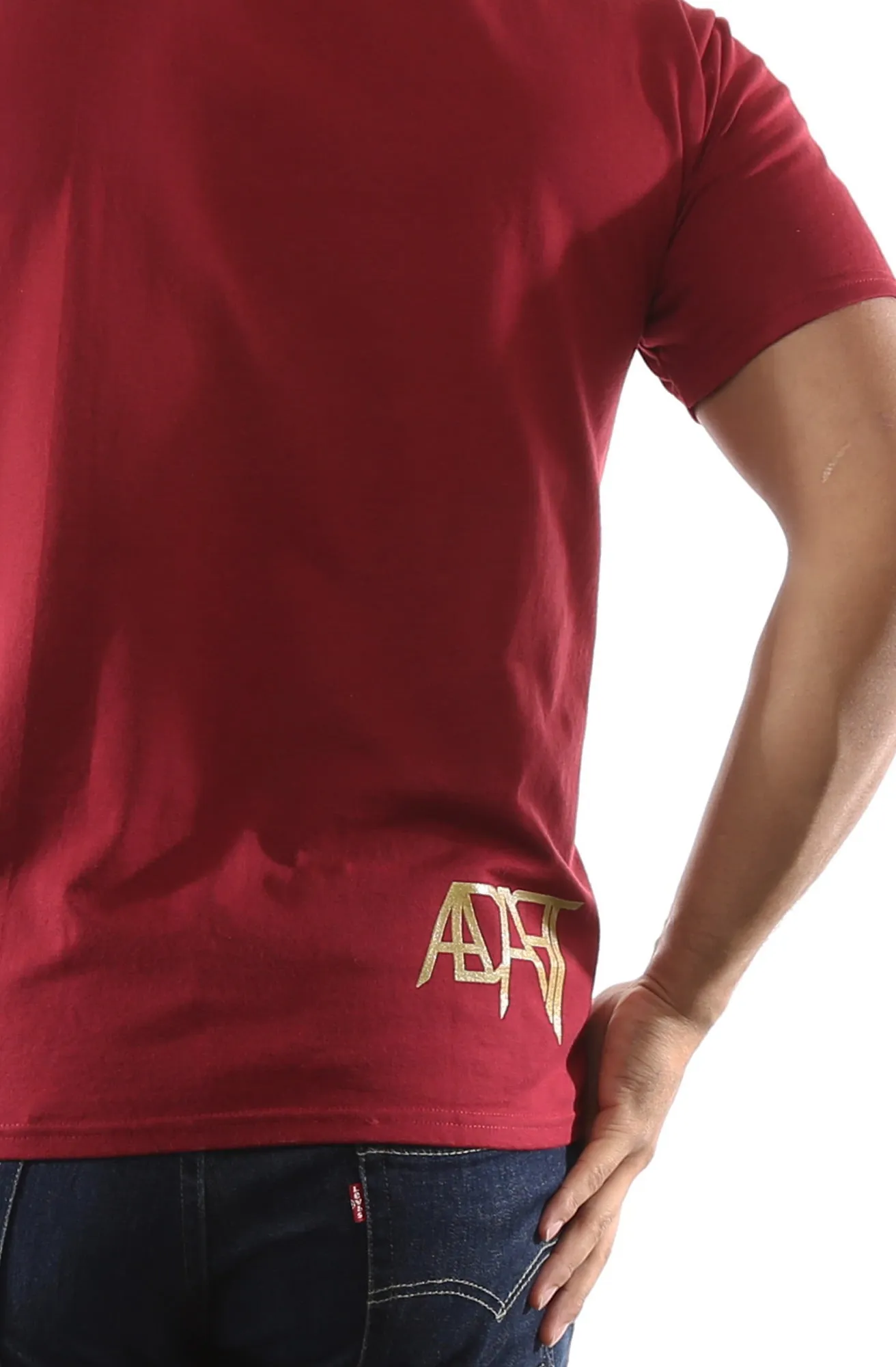 Gold Blooded (Men's Cardinal/Gold Tee) Durable Stitching Sporty Top