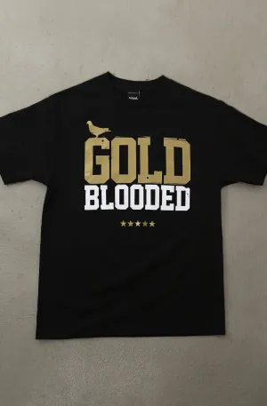 Non Restrictive Silhouette Gold Blooded (Men's Black/White/Gold Tee)