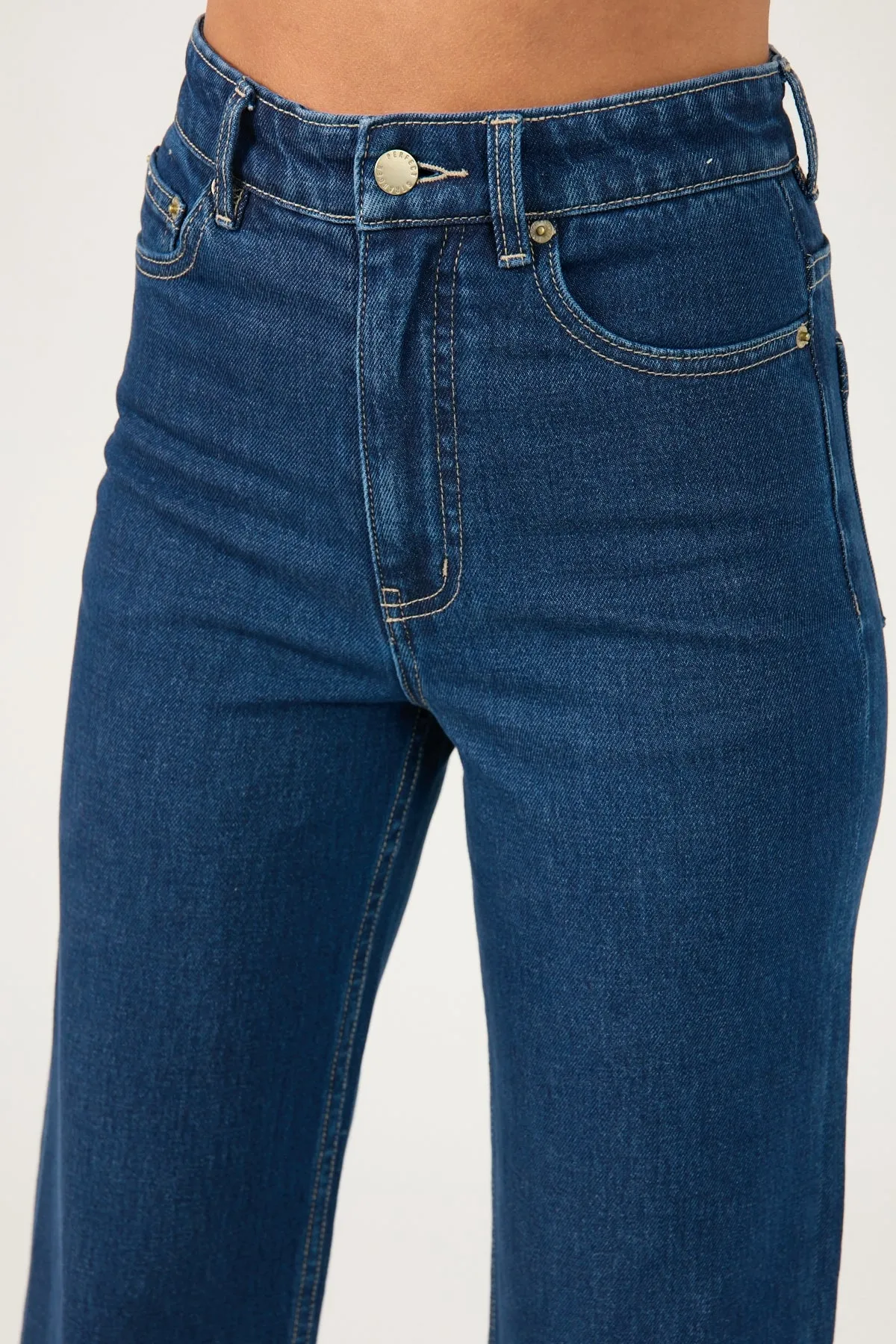 Perfect Stranger High Rise Wide Leg Jean Dark Blue Denim Holiday Vibes Athlete Fit Slim Sunny Vibes Festival Outfit