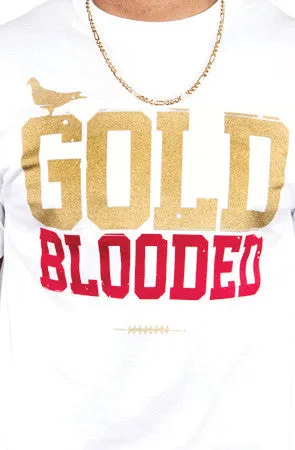Gold Blooded (Men's White/Red Tee) SustainableManufacturing Chilly Day Comfort