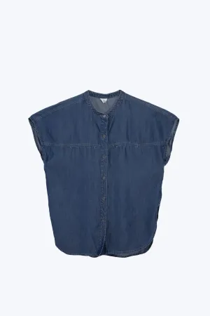 Basic Layers Denim Cap Sleeve Blouse