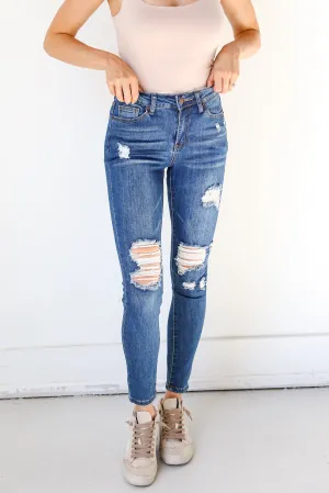 FINAL SALE - Total Mood Distressed Skinny Jeans Outdoor Enthusiast Premium Home Comfort