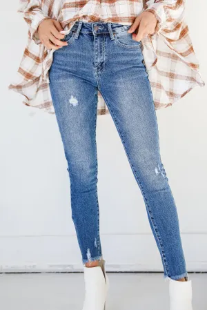 FINAL SALE - Truly Cool Distressed Skinny Jeans Neutral palette Wrinkle Free Fabric Treatment