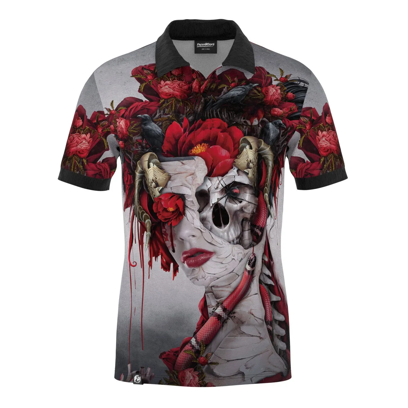 Queen Of Snakes And Black Widow Polo Shirt premium design