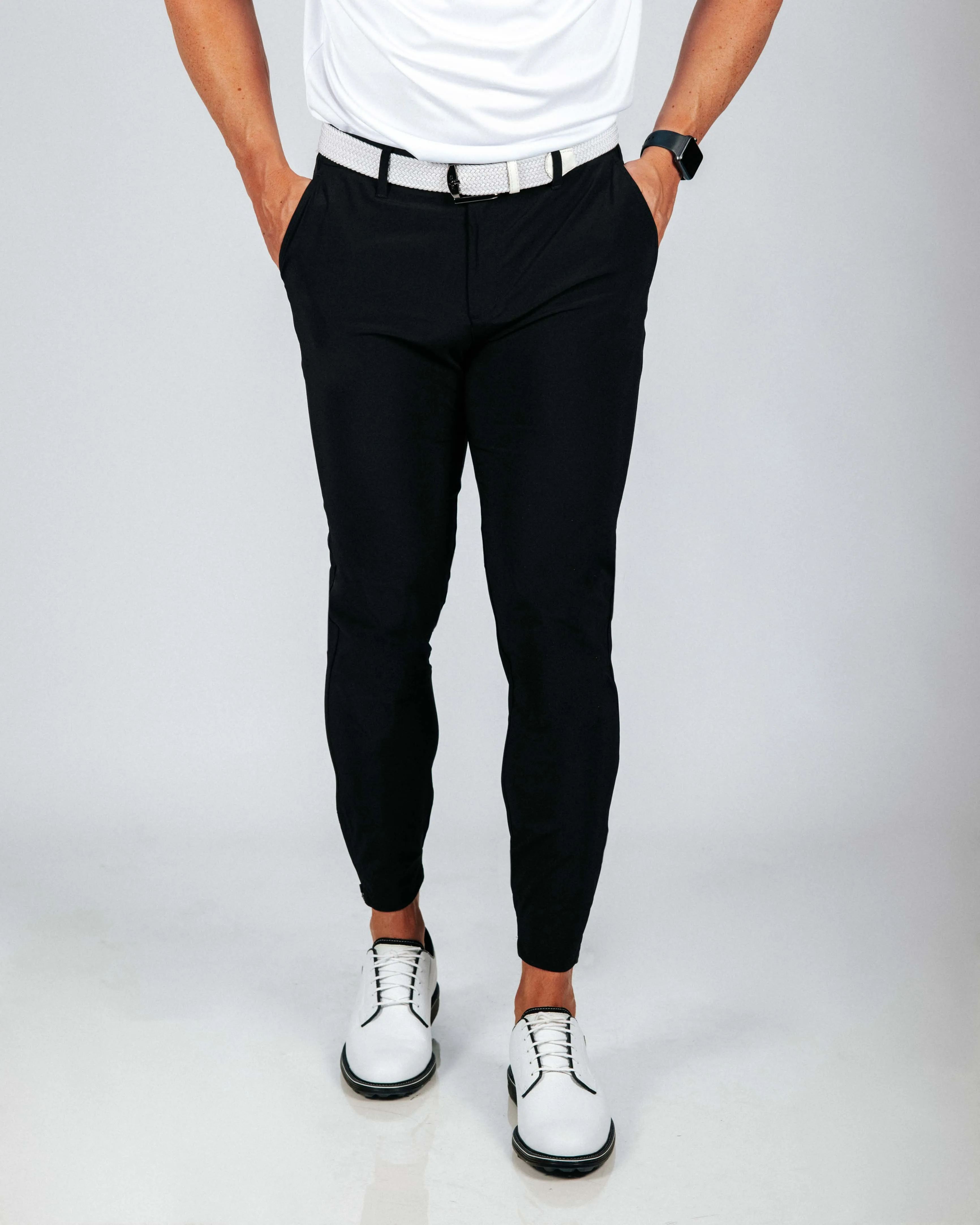 Men's Black Golf Jogger Layered Panel Ventilation No Snag Zipper Guard