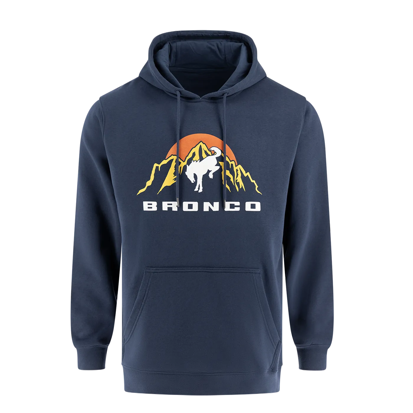 Cozy Feel Ford Bronco Mens Navy Blue Mountain Graphic Fleece Hoodie