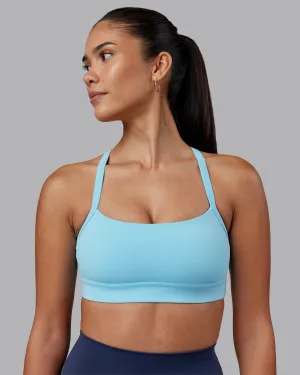 Easy Closure Coverstitch seams Momentum Sports Bra - Sky Blue
