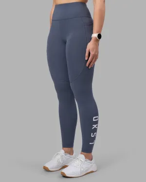 Rep Ultra High-Rise Full Length Legging Pockets - Night Shadow-White Active Style Matte Finish