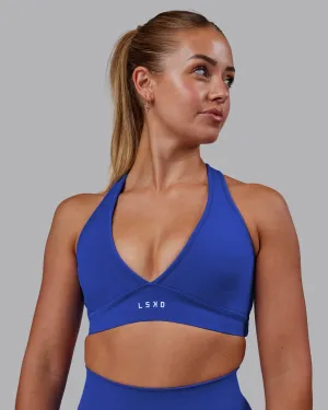 Soft Band Zipped Stamina Sports Bra - Power Cobalt