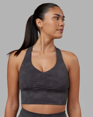 Evoke Longline Sports Bra - Dark Storm Wash Nylon workout gear Sweat Wicking Liner