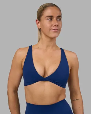 Affordable Piped edges Impulse Reversible Sports Bra - Midnight Blue