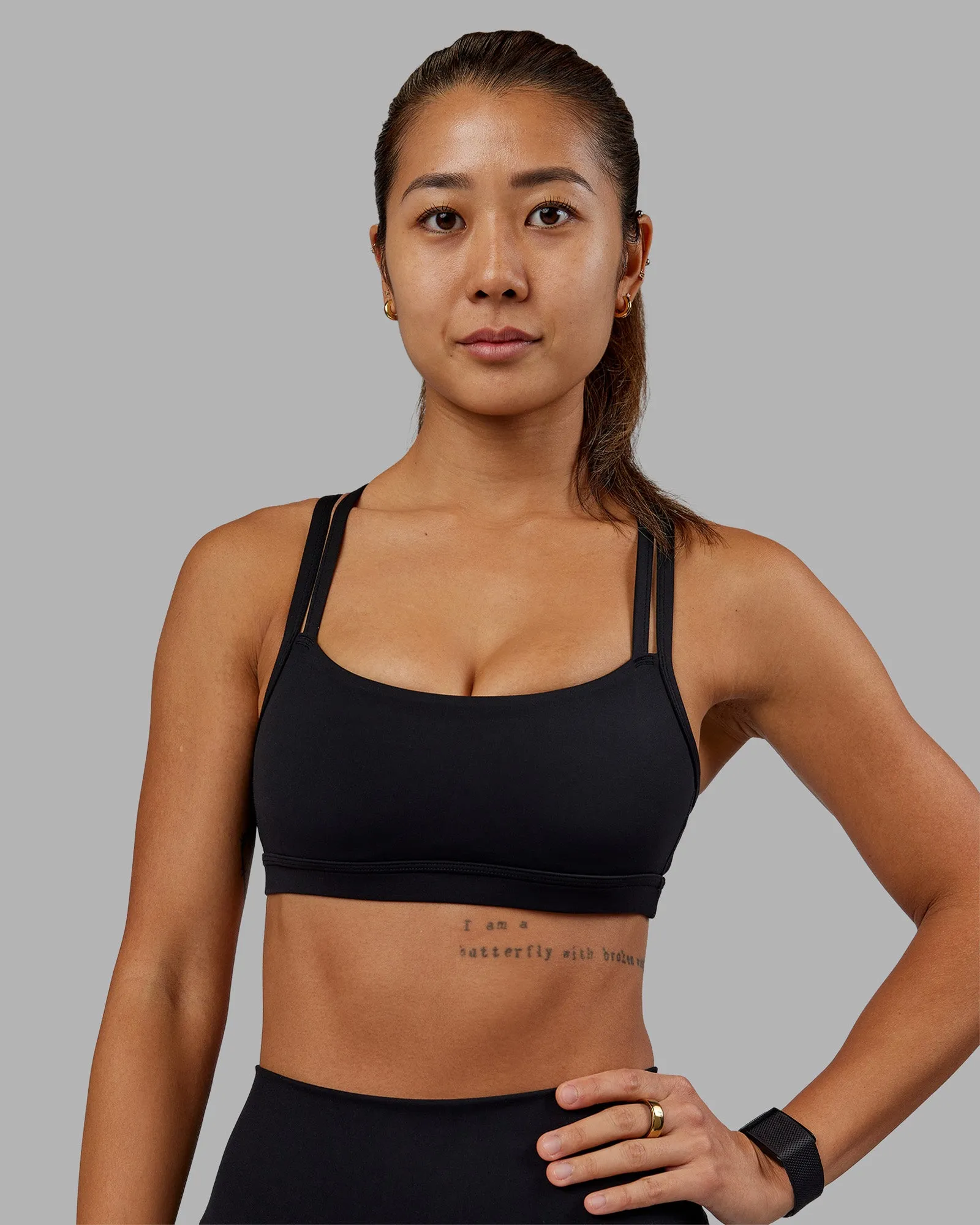 Multicolor Stylish seams Velocity Sports Bra - Black