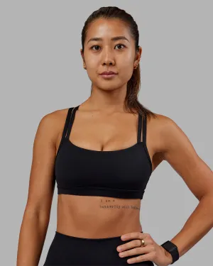 Multicolor Stylish seams Velocity Sports Bra - Black