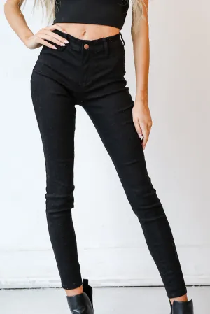 Neutral Casual Streetwear Fan Reinforced Stitching Details Madison Black Skinny Jeans
