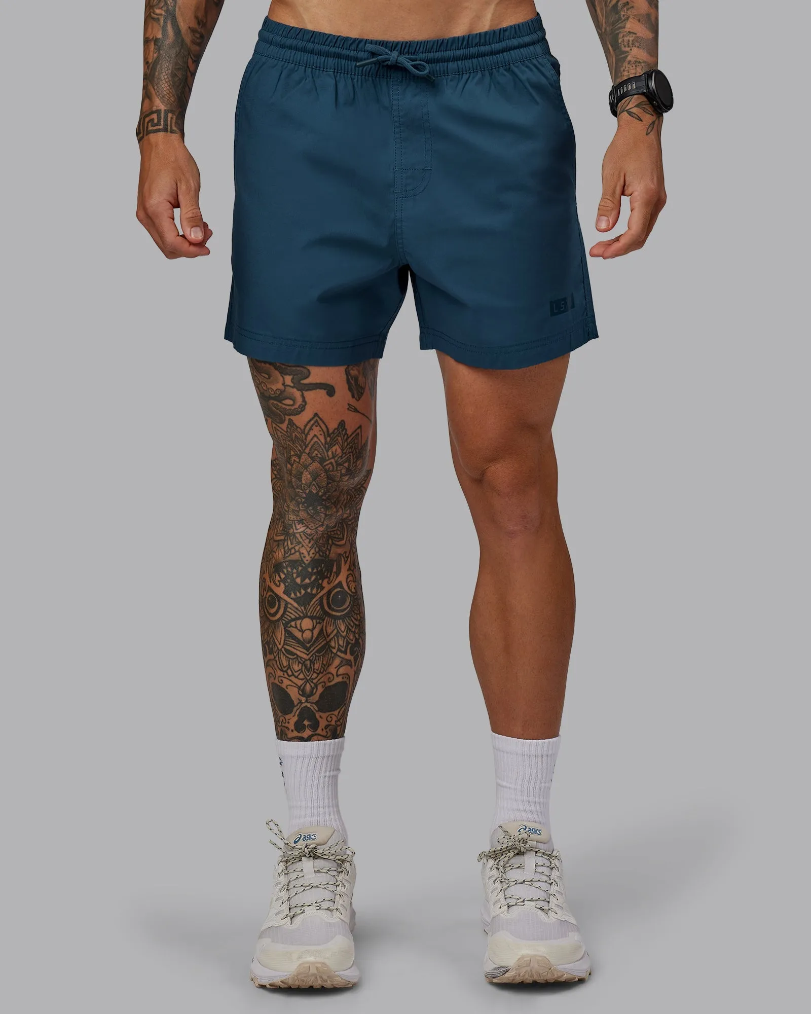 Adjustable Waist Nylon Material Daily 5" Short - Indigo