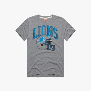Layered Sleeve Printed Logo Detroit Lions Helmet Retro
