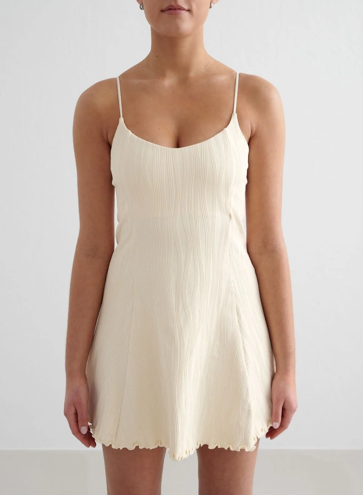 Streetwear Look Button Details Almond Tulip Dress
