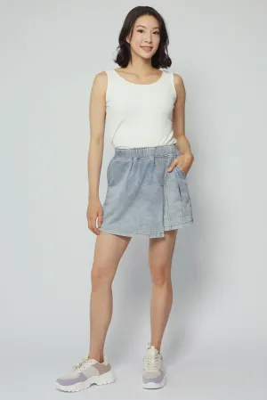 Backorders Pham Skorts in Blue Denim Modern Details