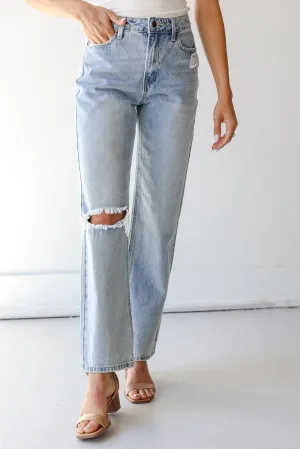 FINAL SALE - Throwback Vibes Distressed Straight Leg Jeans Go-To Choice
