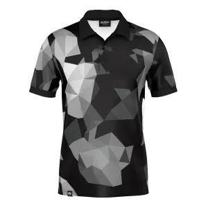 Simple Fit Cubes Black Polo Shirt