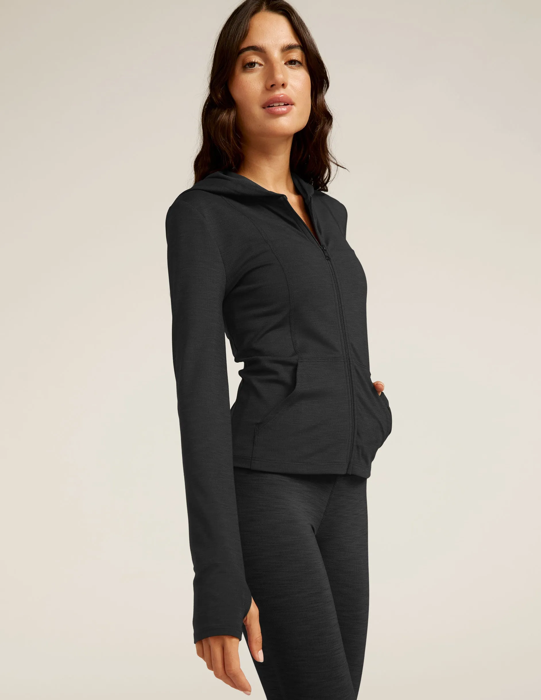 Monochrome Look good for gym sessions Heather Rib Morning Jog Hoodie