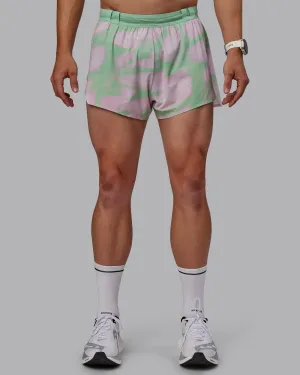 Race Day 3" Running Short - Dash Green-Pink Stay Cool Fit