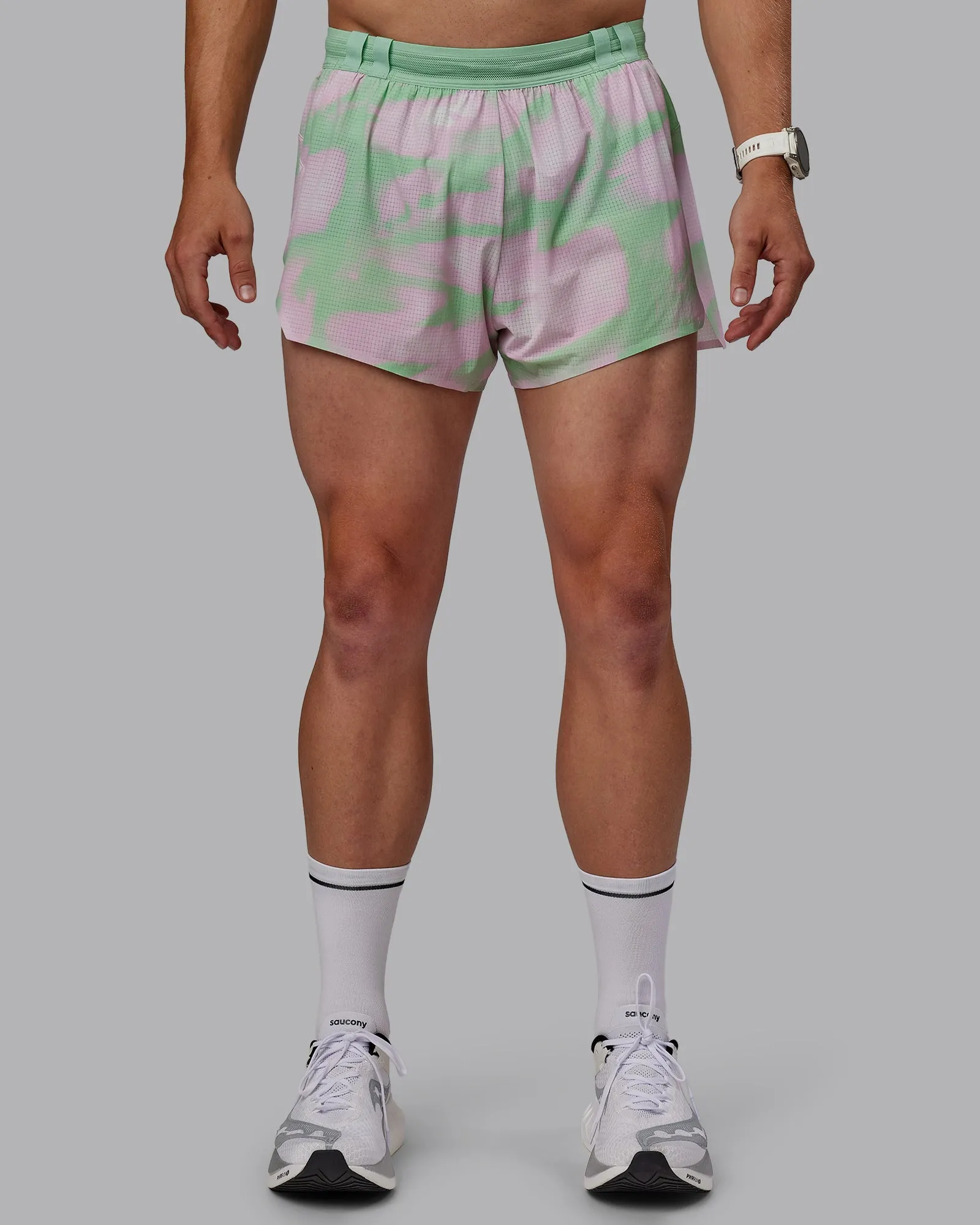fade resistant color LaserCutEdging Race Day 3" Running Short - Dash Green-Pink