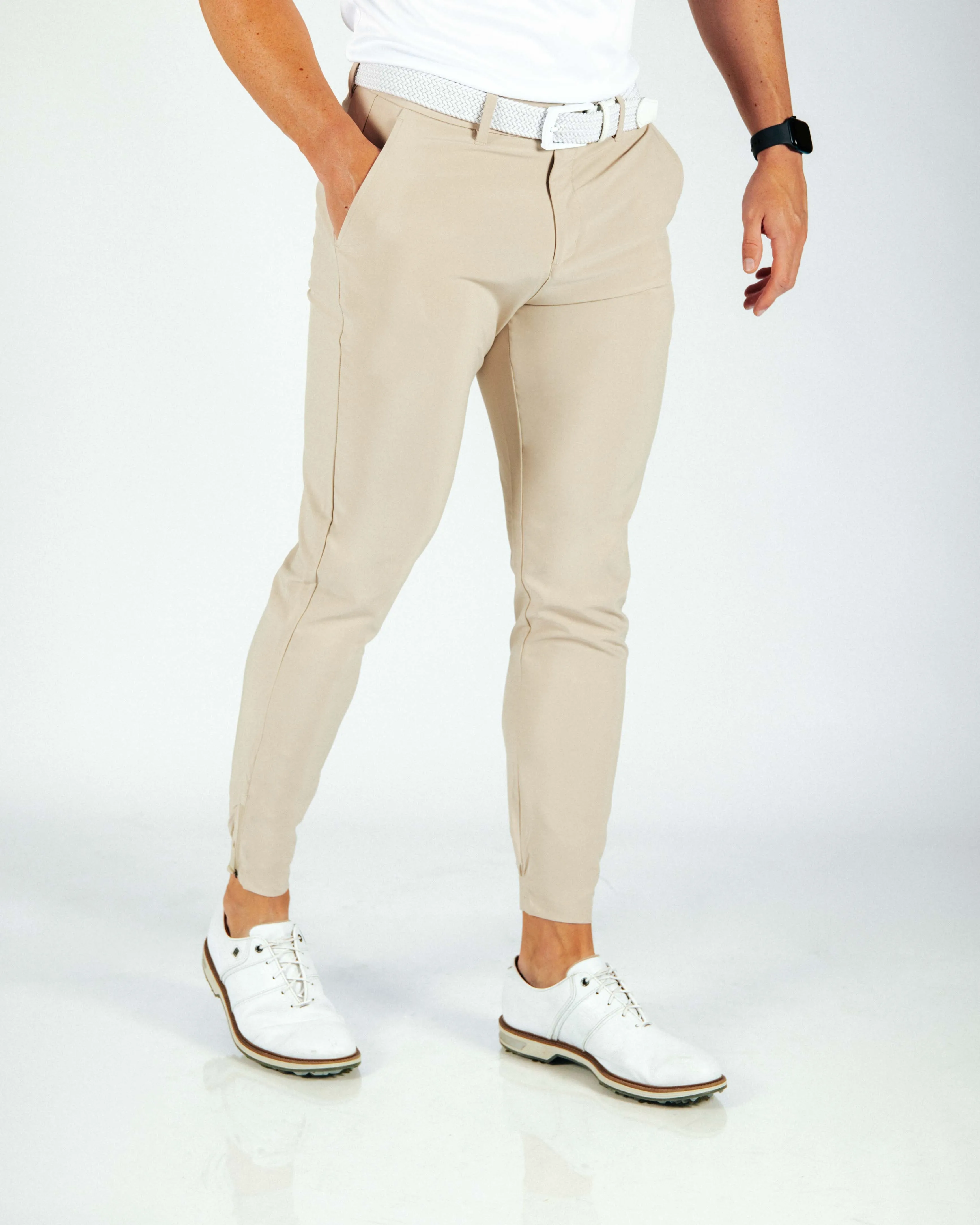 Men's Light Khaki Golf Jogger Breathable Capri