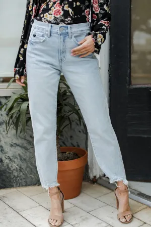 Mid Rise Fit Sydney High Waist Straight Leg Jeans