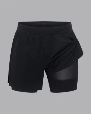 Comfortable Design Cozy Fit Hybrid Lined 5" Short - Black-Reflective