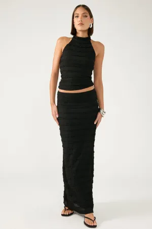 Cashmere Touch Perfect Stranger Frilly Astra Maxi Skirt Black