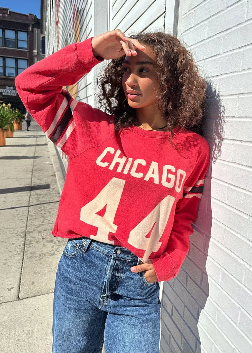 Chicago 44 Crop Crewneck - Red Cycling wear Easy to Carry