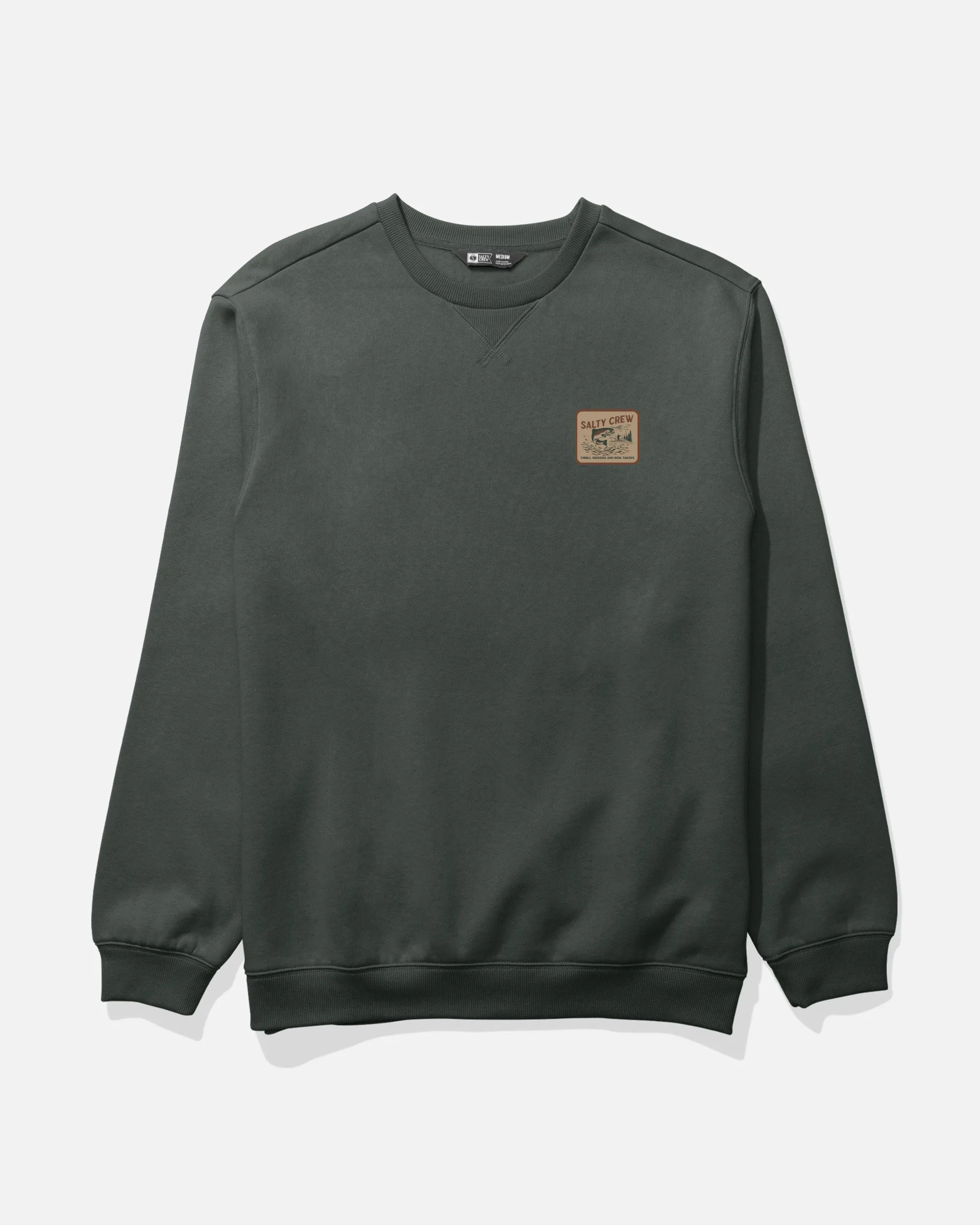 right for running Layered Fit Crafted Crew Fleece - Deep Forest