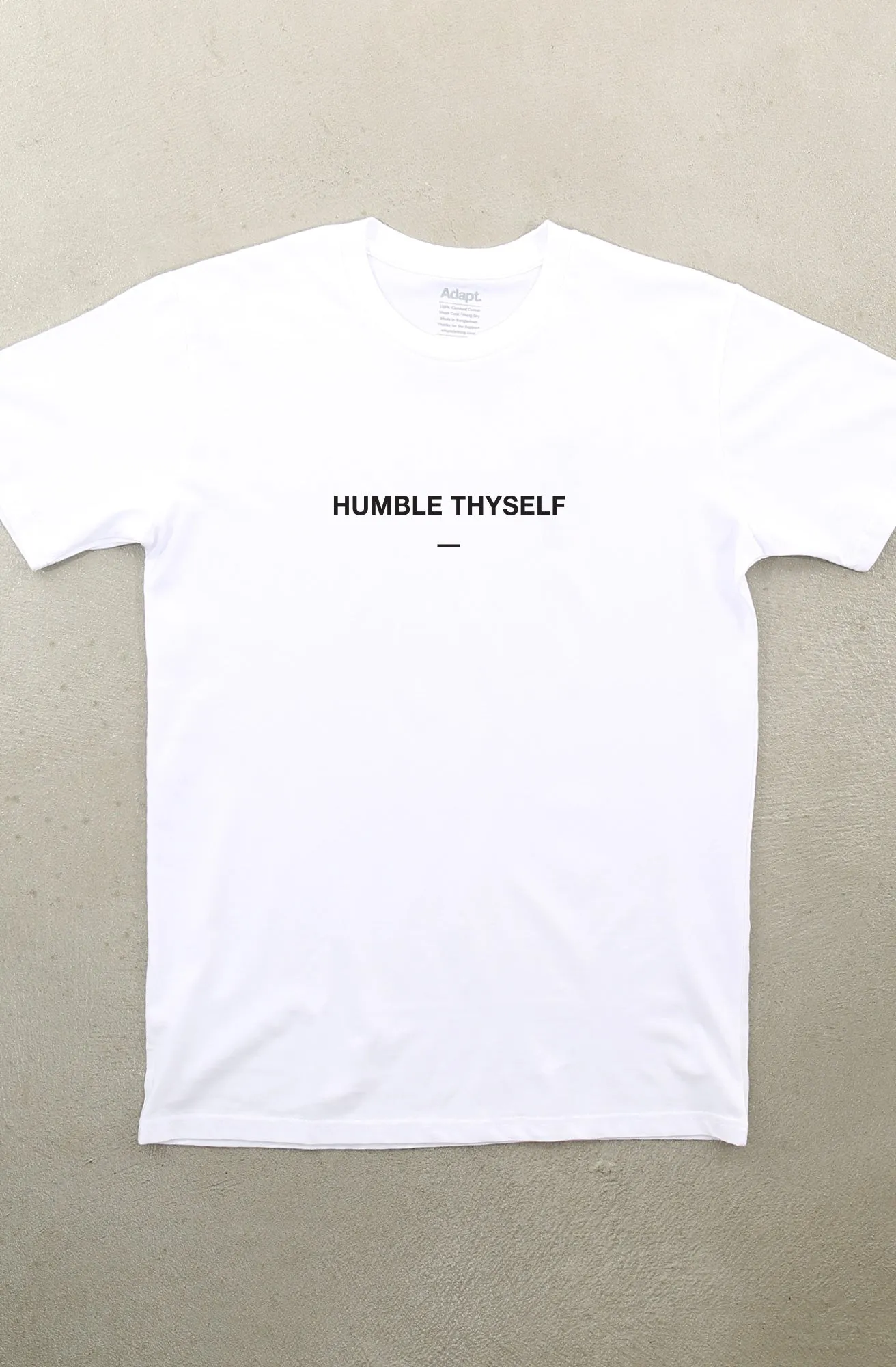 Humble Thyself II (Men's White A1 Tee) Smooth Flatlock Stitching