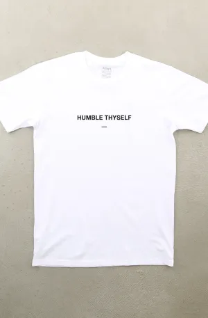 Humble Thyself II (Men's White A1 Tee) Smooth Flatlock Stitching