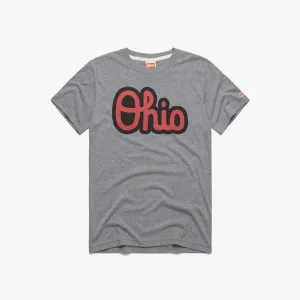 Laser Cut Edges Casual Design Fit Script Ohio Outline