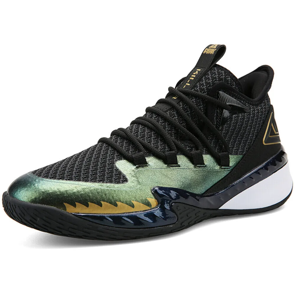 Seamless Inner Lining Friction Resistant Insole PEAK  Professional Basketball Shoes Mid Sneakers Black Gold DA920231