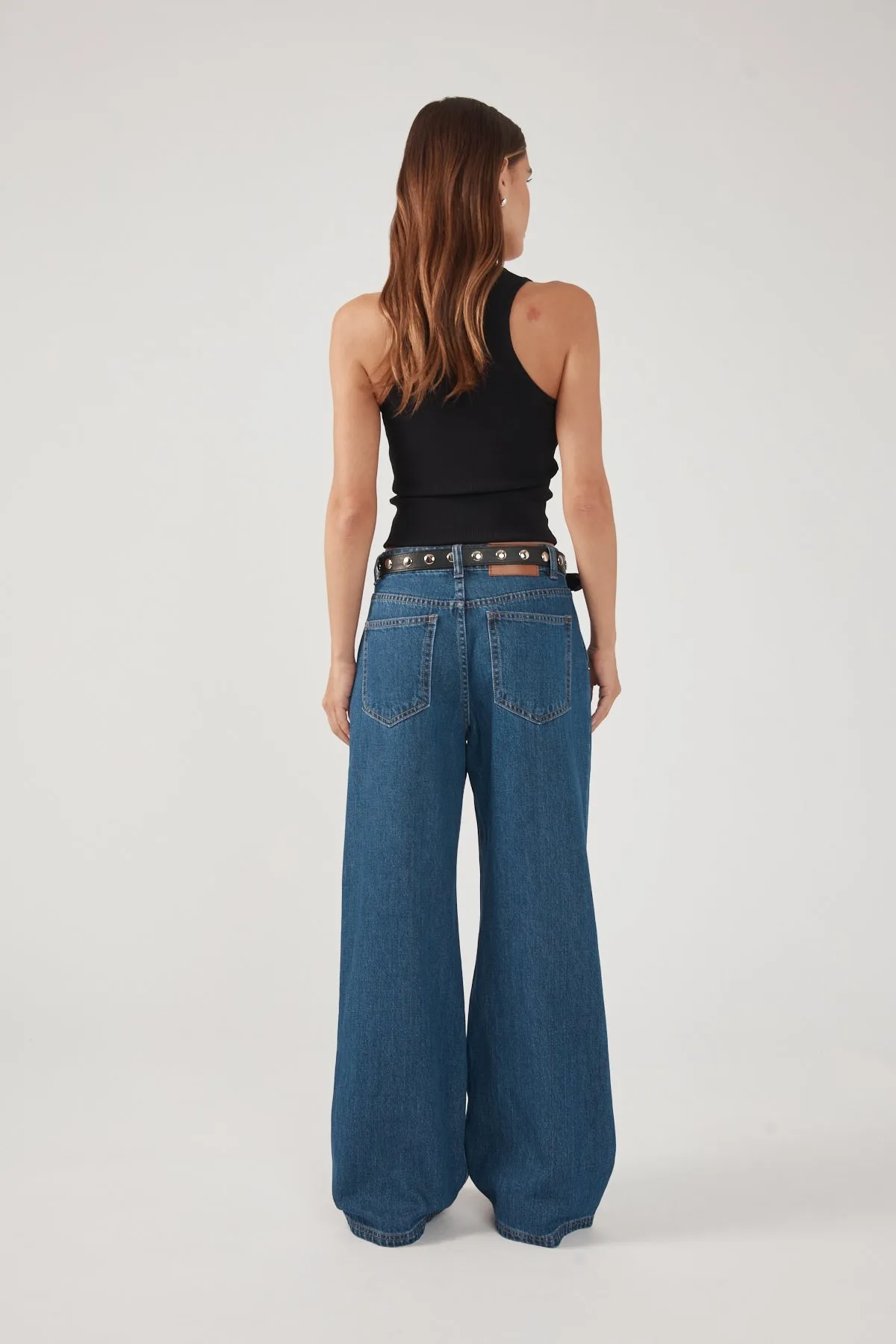 Perfect Stranger High Rise Pleated Jean Deep Blue Denim Easy Outfit
