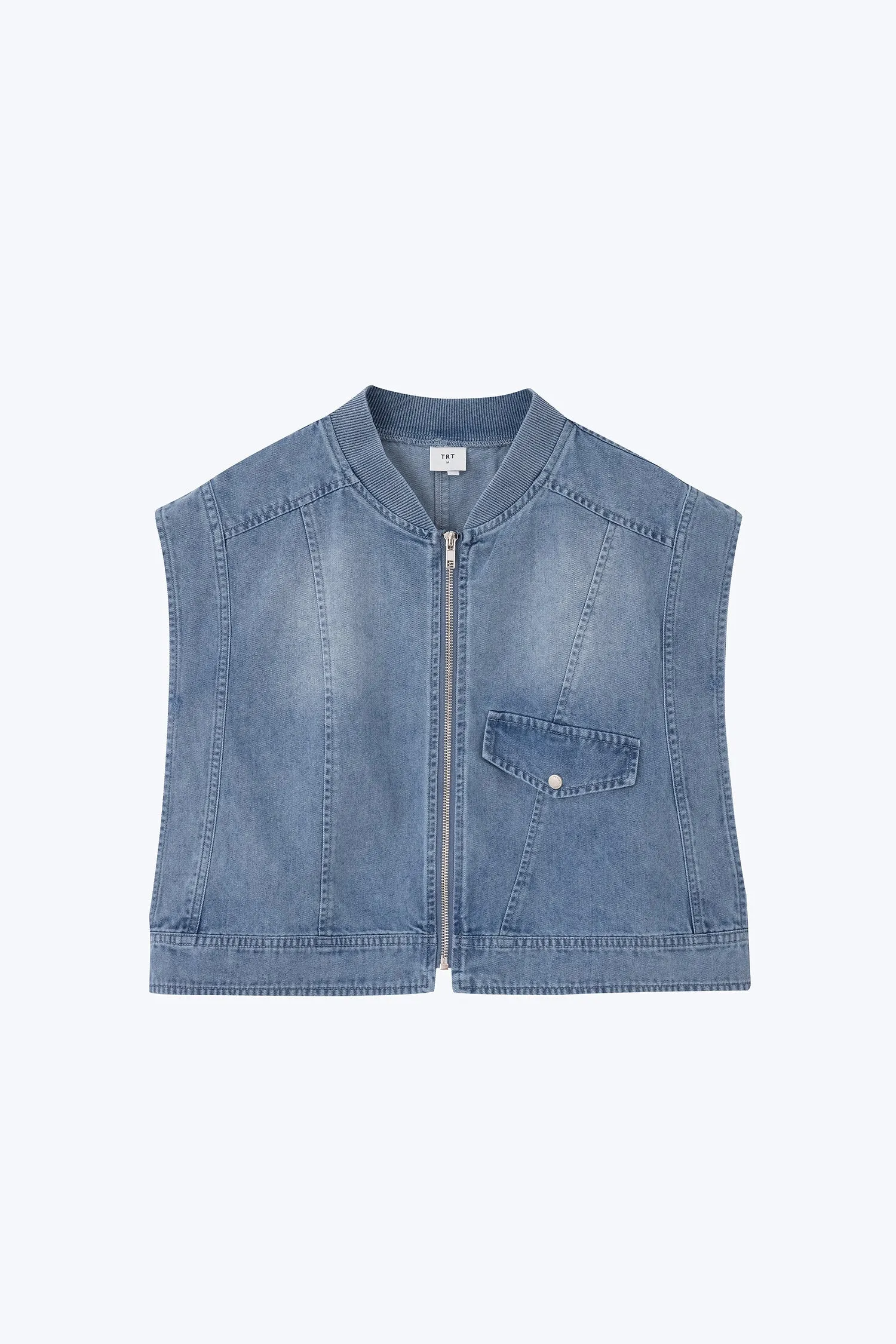 Everyday Fashion clean design Denim Asymmetric Cropped Jacket - Denim