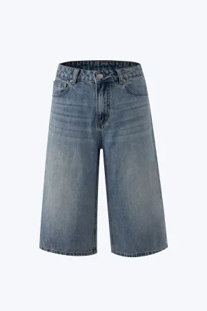 Lightweight Feel Luxury Textured Denim Culottes - Denim