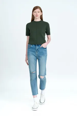 Fashion Lover Minimalist Wardrobe Choice Ripped Slim Fit Jeans