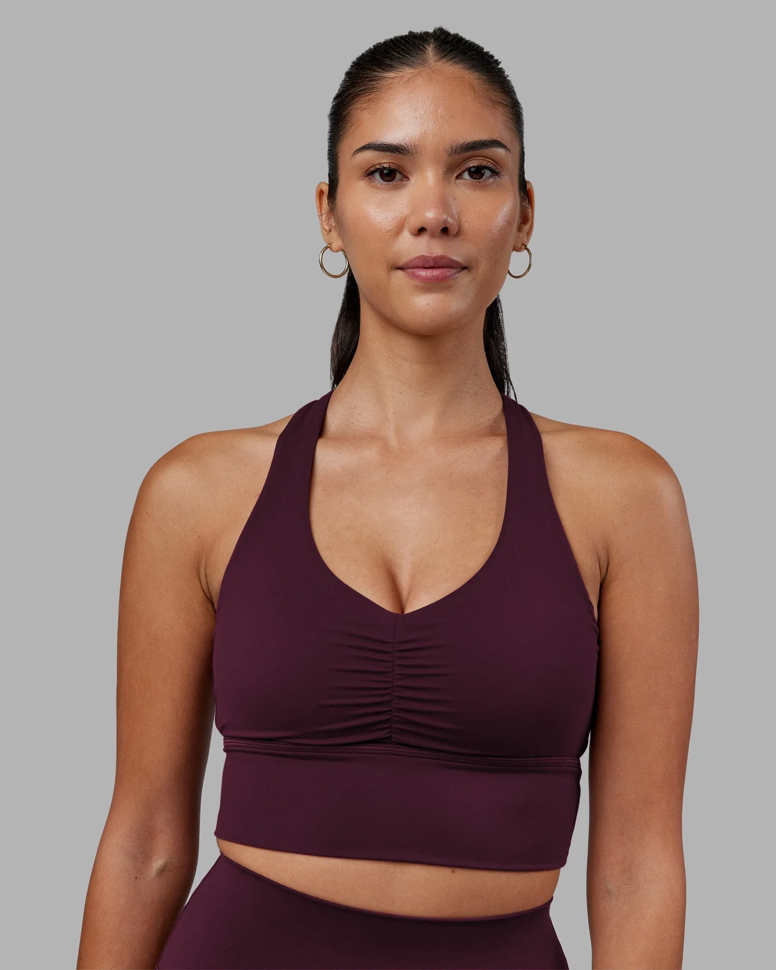 Evoke Longline Sports Bra - Cherry Lacquer Soft Microfiber