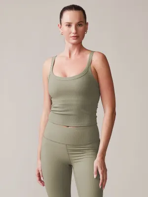 Rib Bra Tank Drawstring closure