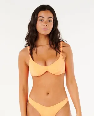Rip Curl Dusk Textured D-DD Bra Top-Electric Peach High Density Knit Textured Grip