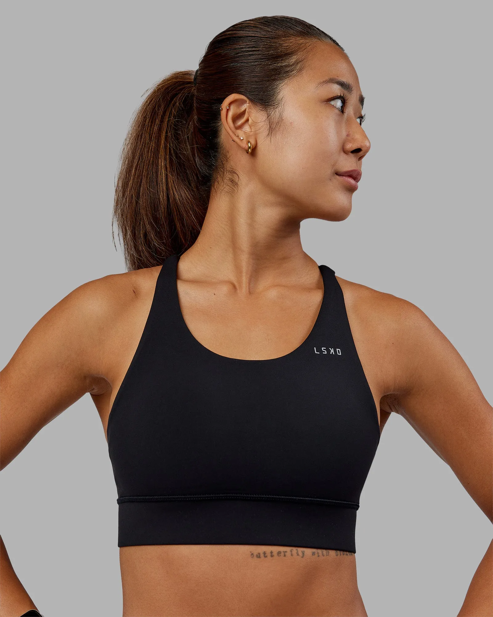 Accelerate Sports Bra - Black White Elastic cuffs