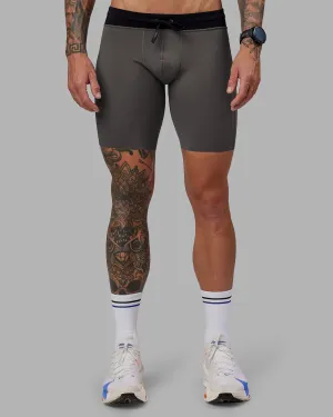 Silicone Gripper Strips Active Wear Shorts Race Day Short Tight 8" - Dark Storm