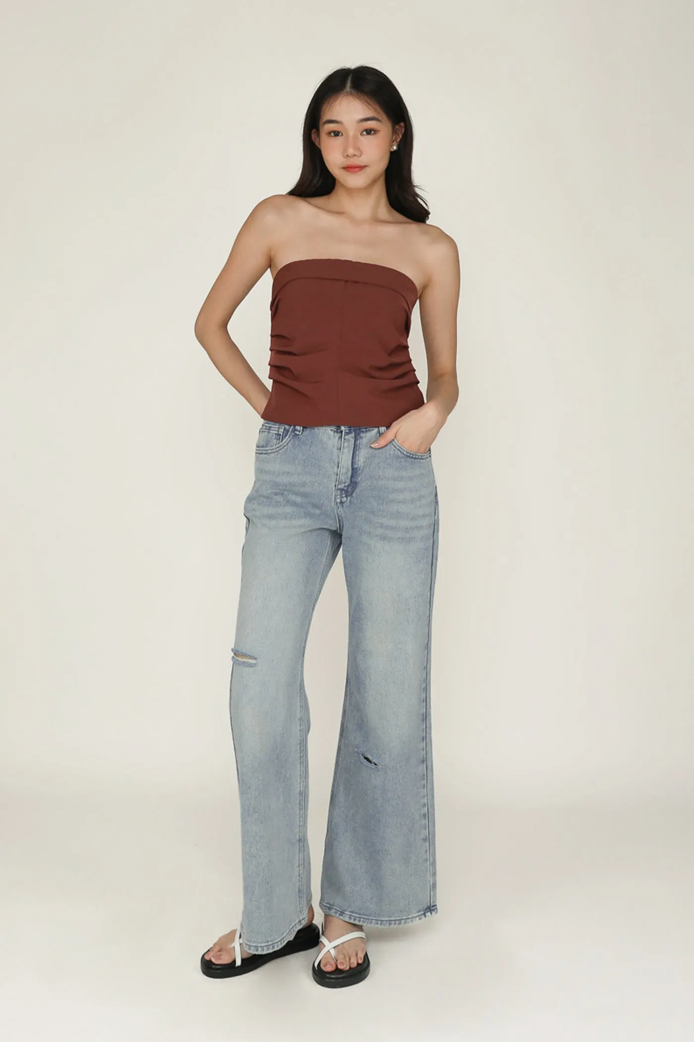 Kaleb Mid Rise Wide Leg Denim Jeans Durable Summer Vibes